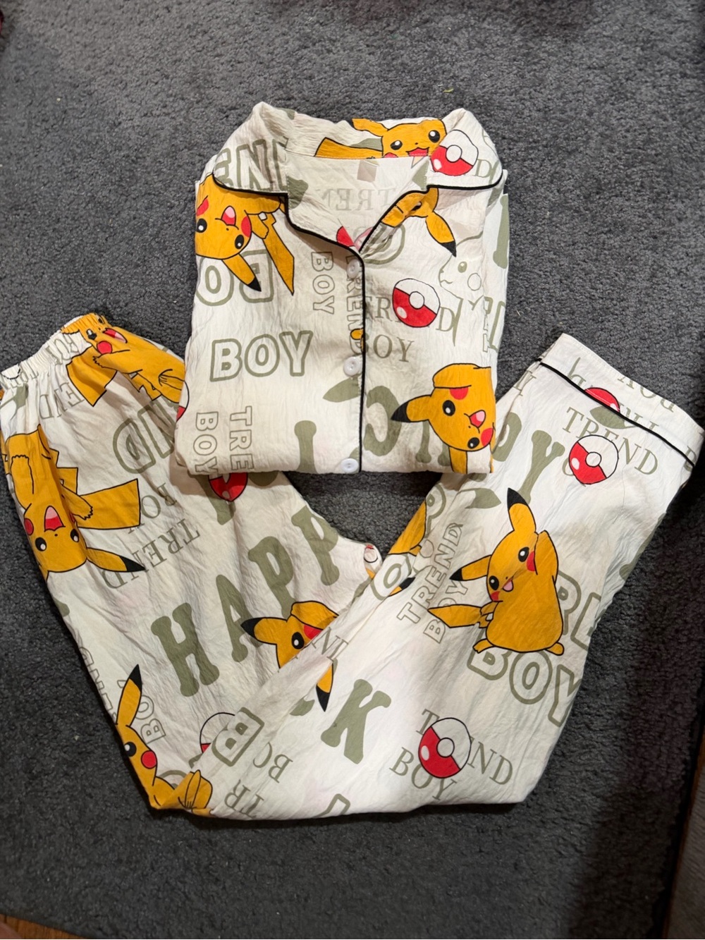 Boys Kids Pikachu Character Pajama Set - Yellow